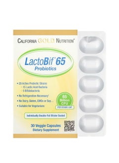 California Gold Nutrition LactoBif 65 Probiotics 65 Billion CFU 30 Veggie Capsules  - Image 1
