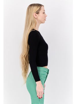 Don't Call Me Jennyfer Women Round Neck Knitted Sweater, Black  - Image 2