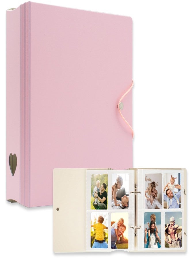 Ablus A5 Kpop Photocard Binder, 2 Ring Binder Photo Album for Fujifilm Instax Mini Camera Polaroid Printer Photo Film, 2x3 inch Kpop Photocard Holder Book with 25 Pages 4 Pocket (Pink) - Image 1