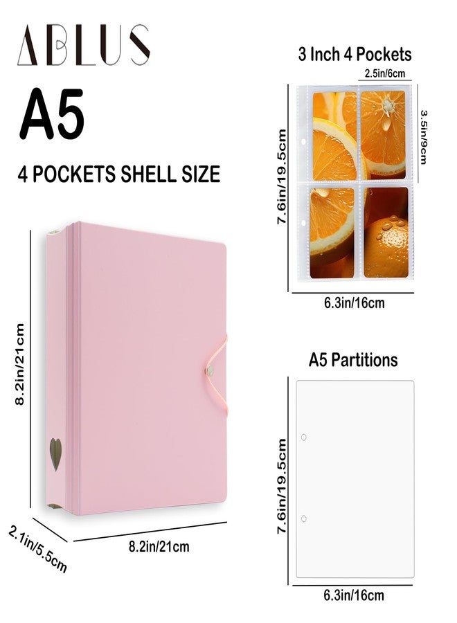 Ablus A5 Kpop Photocard Binder, 2 Ring Binder Photo Album for Fujifilm Instax Mini Camera Polaroid Printer Photo Film, 2x3 inch Kpop Photocard Holder Book with 25 Pages 4 Pocket (Pink) - Image 3