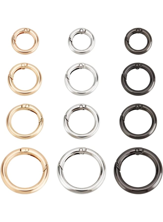 24pcs 3 Colors 20/25/28/35mm Spring O Ring Round Carabiner Snap Clip Hook Trigger 5-7 Gauge Spring Keyring Buckle for Keychain Bags Purse Jewelry DIY Craft, Light Gold/Platinum/Gunmetal - Image 1