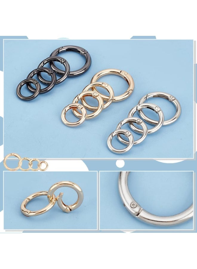 24pcs 3 Colors 20/25/28/35mm Spring O Ring Round Carabiner Snap Clip Hook Trigger 5-7 Gauge Spring Keyring Buckle for Keychain Bags Purse Jewelry DIY Craft, Light Gold/Platinum/Gunmetal - Image 4