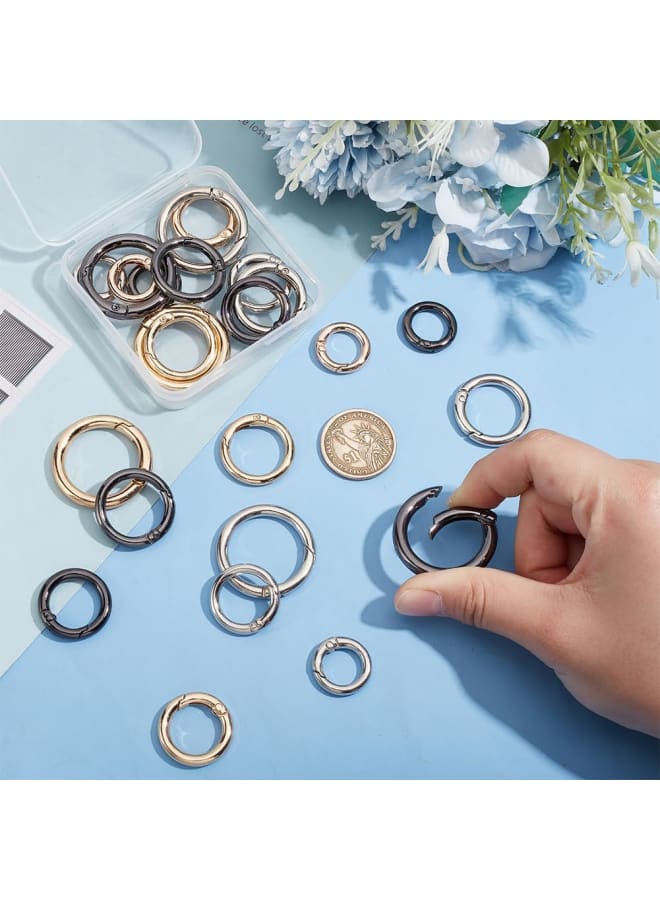 24pcs 3 Colors 20/25/28/35mm Spring O Ring Round Carabiner Snap Clip Hook Trigger 5-7 Gauge Spring Keyring Buckle for Keychain Bags Purse Jewelry DIY Craft, Light Gold/Platinum/Gunmetal - Image 3