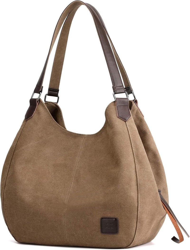DOURR Store Women's Multi-pocket Shoulder Bag Fashion Cotton Canvas Handbag Tote Purse - Image 1