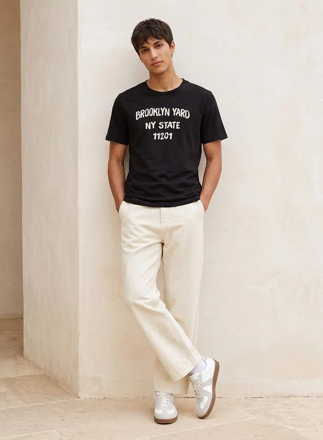 سبلاش فيڤ Basic Slim Fit Cotton Crew Neck T-shirt