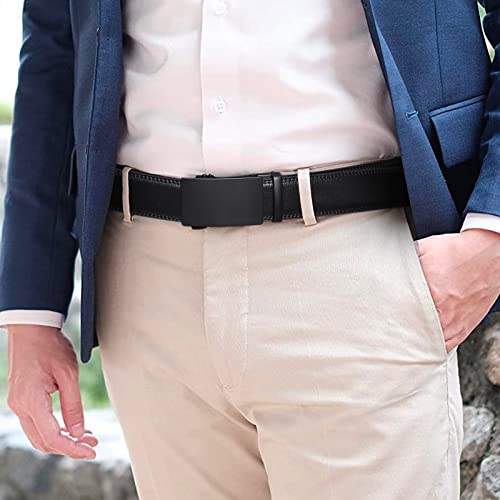 SENDEFN Men's Leather Belt Automatic Ratchet Buckle Slide Belt for Dress Casual Trim to Fit with Gift Box - Image 5