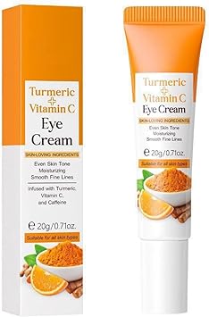 Vitamin C Turmeric Eye Cream for Dark Circles and Puffy Eyes Moisturizing Under Eye Brightener Lightweight AntiAging Skincare for All Skin Types - Image 1