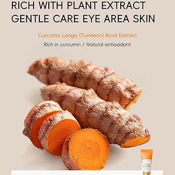 Vitamin C Turmeric Eye Cream for Dark Circles and Puffy Eyes Moisturizing Under Eye Brightener Lightweight AntiAging Skincare for All Skin Types - Image 5
