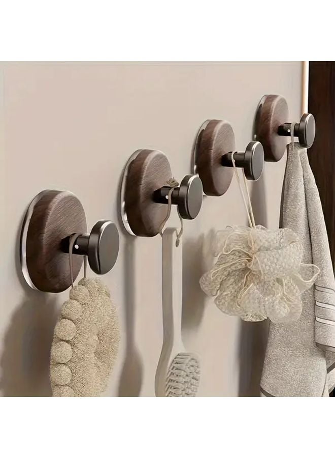 5pcs Walnut Wood Hooks Heavy Duty Adhesive Wall Mounted for Coats Hats Towels - Image 2