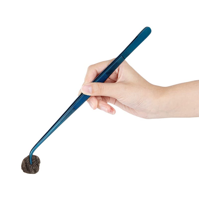 Restaurantware Restaurantware Perfect Point 94 Inch Curved Tweezers 1 Short Slant Nose Food Tweezers  Serrated Tips For Precision For Garnishing Plating Or Decorating Blue Stainless Steel Kitchen Tweezers 