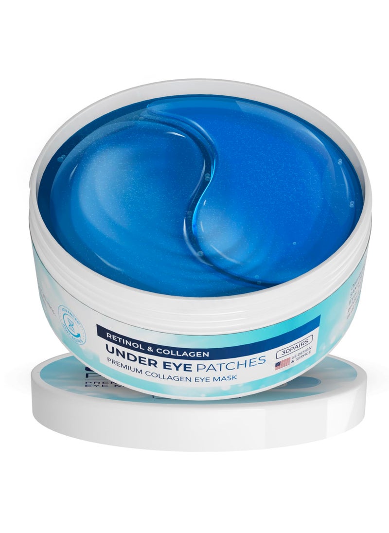 NOPUNZEL Under Eye Patches for Dark Circles Under Eye Mask for Wrinkles  Eye Bags  Fine Lines  Puffy Eyes  Gel Mask  Amino Acid  Hydrolyzed Collagen  Anti Wrinkle Patches  Blue Eye Patches  30 Pairs 