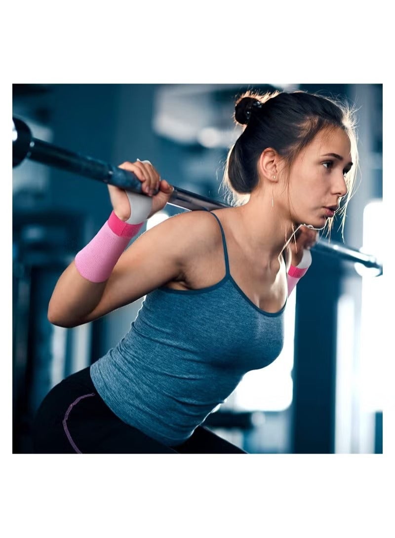 GUDOO ٤ حزم لمقابض الجمباز للأطفال - حامي الكف الوردي للجمباز، وأشرطة المعصم الوردية الرياضية المصنوعة من قماش التيري لامتصاص العرق. تعتبر هذه الأدوات مناسبة للأطفال الذين يمارسون السلة، التنس، كرة - Image 3