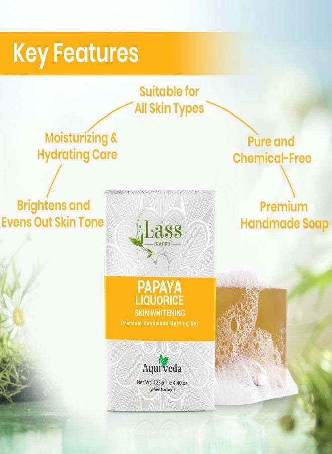 Lass Natural Papaya & Liquorice Handmade Bathing Bar Premium & Pure | Refreshing Aroma | Ideal for Skin Cleansing| Softening and Nourishing- (125gm X 3) - Image 5