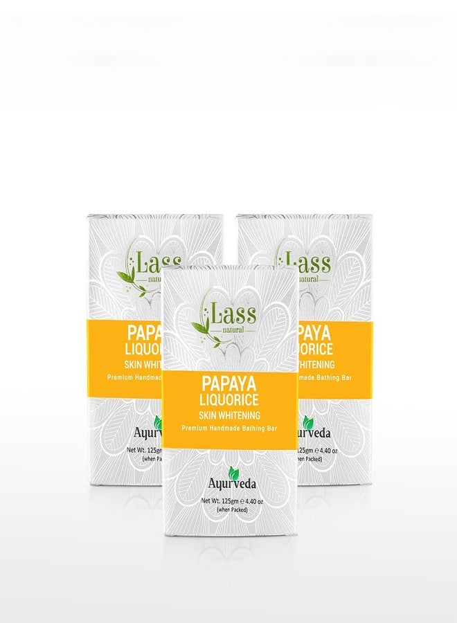 Lass Natural Papaya & Liquorice Handmade Bathing Bar Premium & Pure | Refreshing Aroma | Ideal for Skin Cleansing| Softening and Nourishing- (125gm X 3) - Image 1