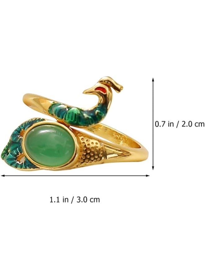 klarako Yarn Guide Rings 2Pcs Adjustable Knitting Loop Ring Peacock Open Finger Ring Crochet Yarn Guide Finger Holder Thimble for Quilting Sewing Crafts DIY Tools Gold Siver Adjustable Braided Ring  - Image 2
