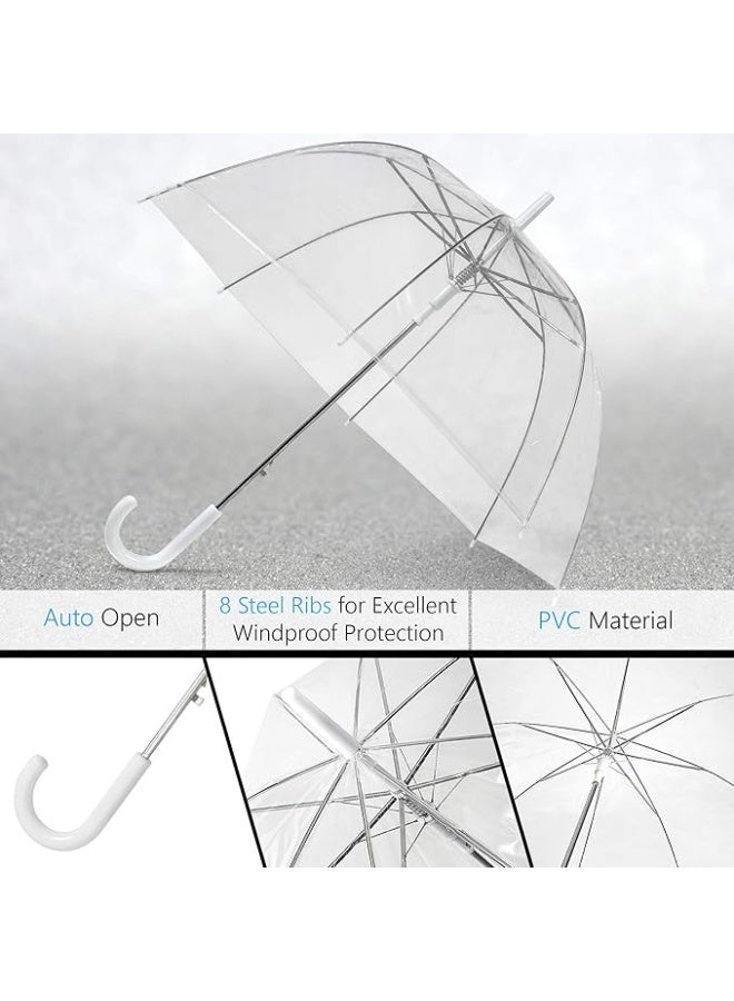 Transparent Dome Umbrella for Women | Lightweight, Automatic With White C Handle | Wedding and Special Occasions - Image 3