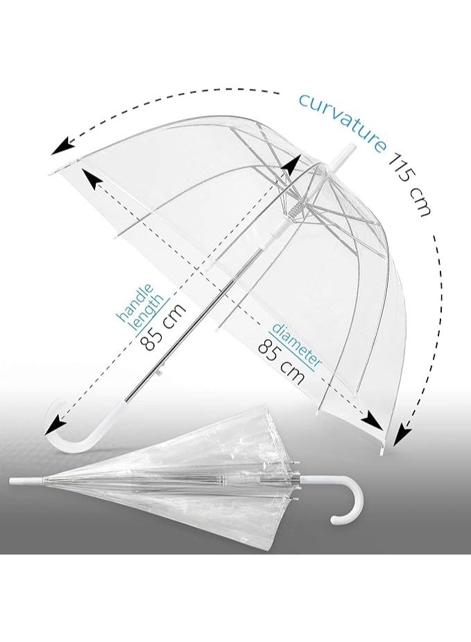 Transparent Dome Umbrella for Women | Lightweight, Automatic With White C Handle | Wedding and Special Occasions - Image 2