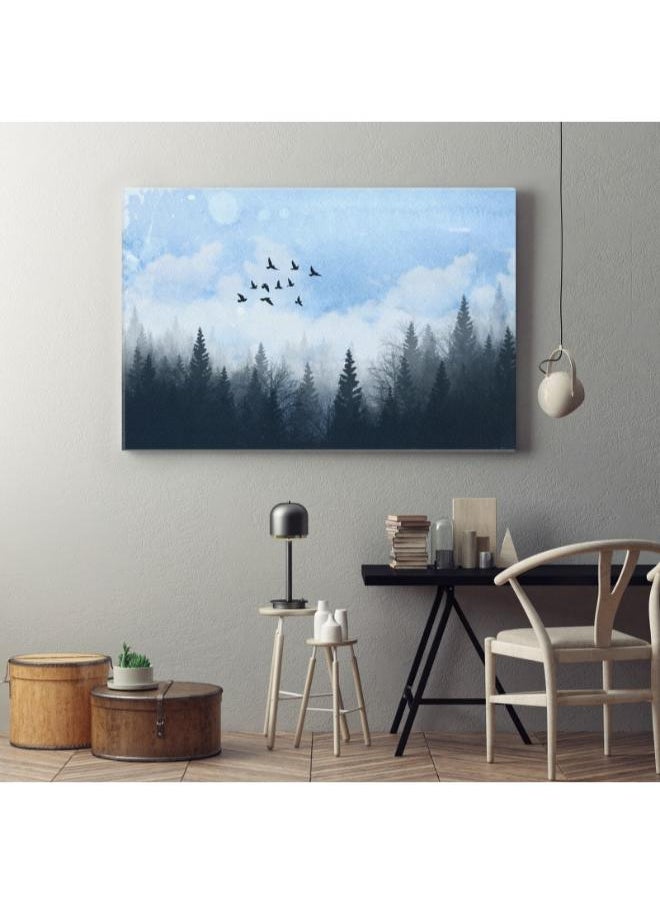 Home Gallery - Foggy Forest Landscape Printed canvas wall art - Image 1