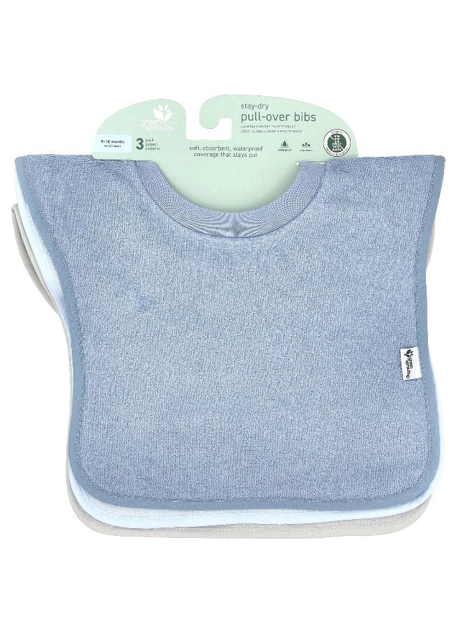 green sprouts - Green Sprouts, Stay-Dry Pull-Over Bibs, 9-18 Months, Multicolor, 3 Pack - Image 1