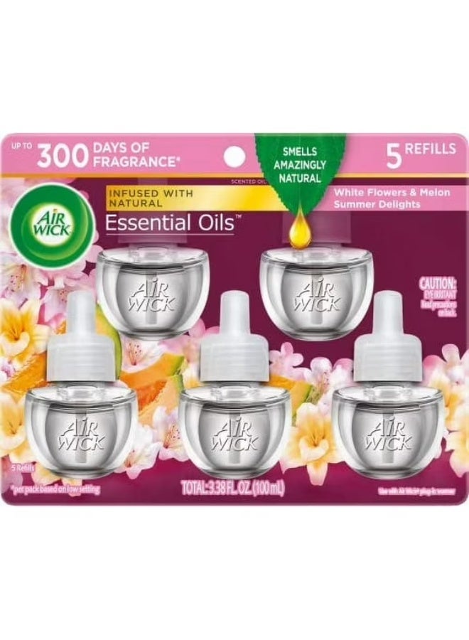 Air Wick عبوة إعادة تعبئة زيت معطر، 5 قطع، ملذات الصيف، معطر هواء، زيوت أساسية - Image 1