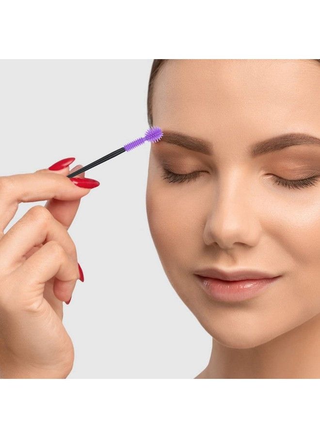 g2plus 50Pcs Disposable Silicone Eyelash Mascara Wands Brushes Cosmetic Eyelash Extension Applicators Professional Makeup Tool Set (Purple)  - Image 5