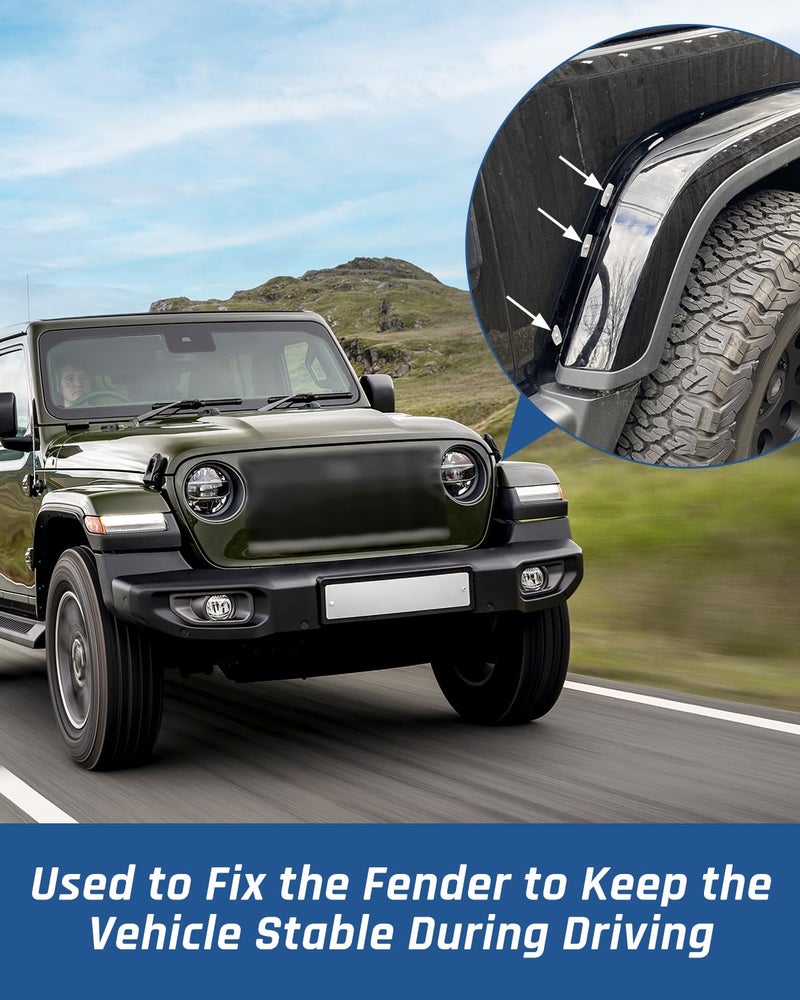 Wujexuhe Fender Flare Retainer Clip Fastener White Fit for Jeep Gladiator Fit for Jeep Wrangler Fit for Ram 1500 Rocker Molding Wheel Flare Clips Replece 68526185AA 6852618AA 6839872AA 45PCS All storage type compatible - Image 4