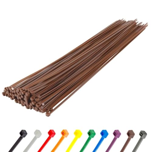 GTSE 14 Inch Brown Heavy Duty Zip Ties, 100 Pack, 120lb Strength, UV Resistant Nylon Cable Ties, Self-Locking 14" Tie Wraps - Image 1