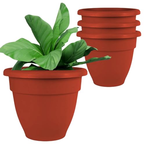IMAGINEA 18 Inch Flower Pot For Home Decoration | Big Size Plastic Pot For Living Room, Office | Gamla For Home, Laws & Garden Décor | Planter Pots For Balcony | Large Pots For Garden (Pack of 4),Red - Image 1