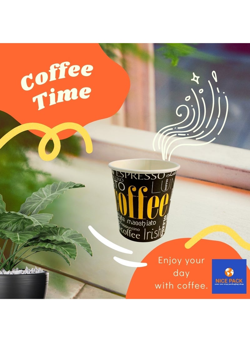 Nice Pack 50 pcs Eco-Friendly Disposable Black and Yellow Paper Cups - 6oz Printed  - Image 4
