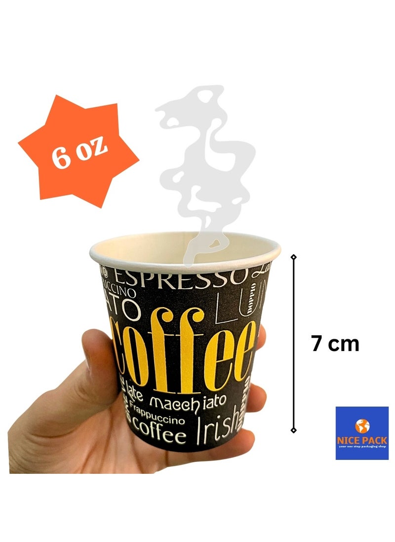 Nice Pack 50 pcs Eco-Friendly Disposable Black and Yellow Paper Cups - 6oz Printed  - Image 2
