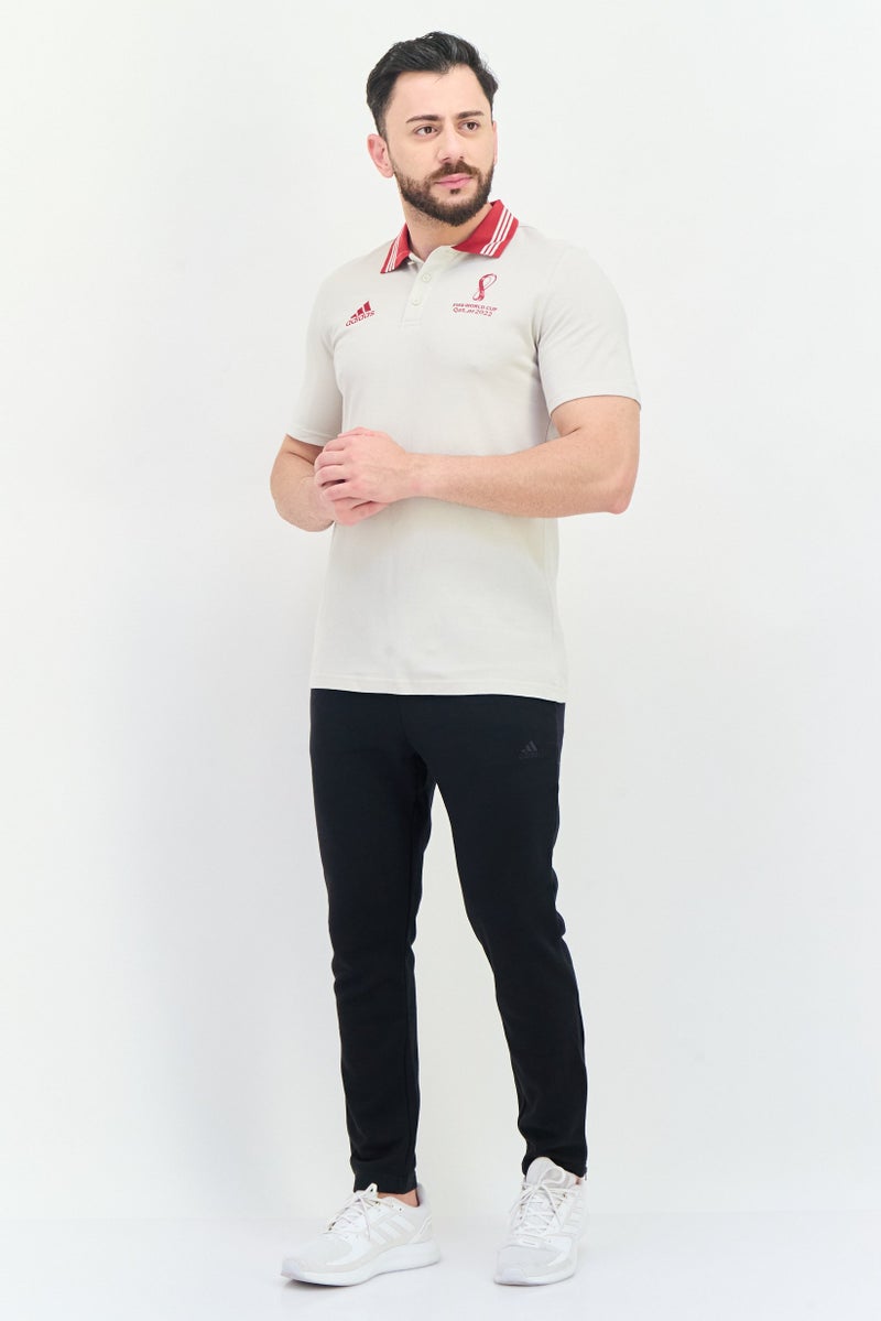Adidas Men Sportswear Fit Short Sleeve Fifa World Cup Qatar 2022 Football Polo Shirt, Beige  - Image 4