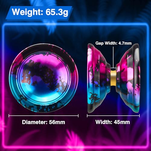 FETESNICE 1.No Professional Yoyo for Adults - Responsive & Unresponsive Metal Yoyo Set for Beginners & Advanced Players, Includes 10 Strings, Glove, and Carry Bag (Black, Blue, Pink) - Image 4