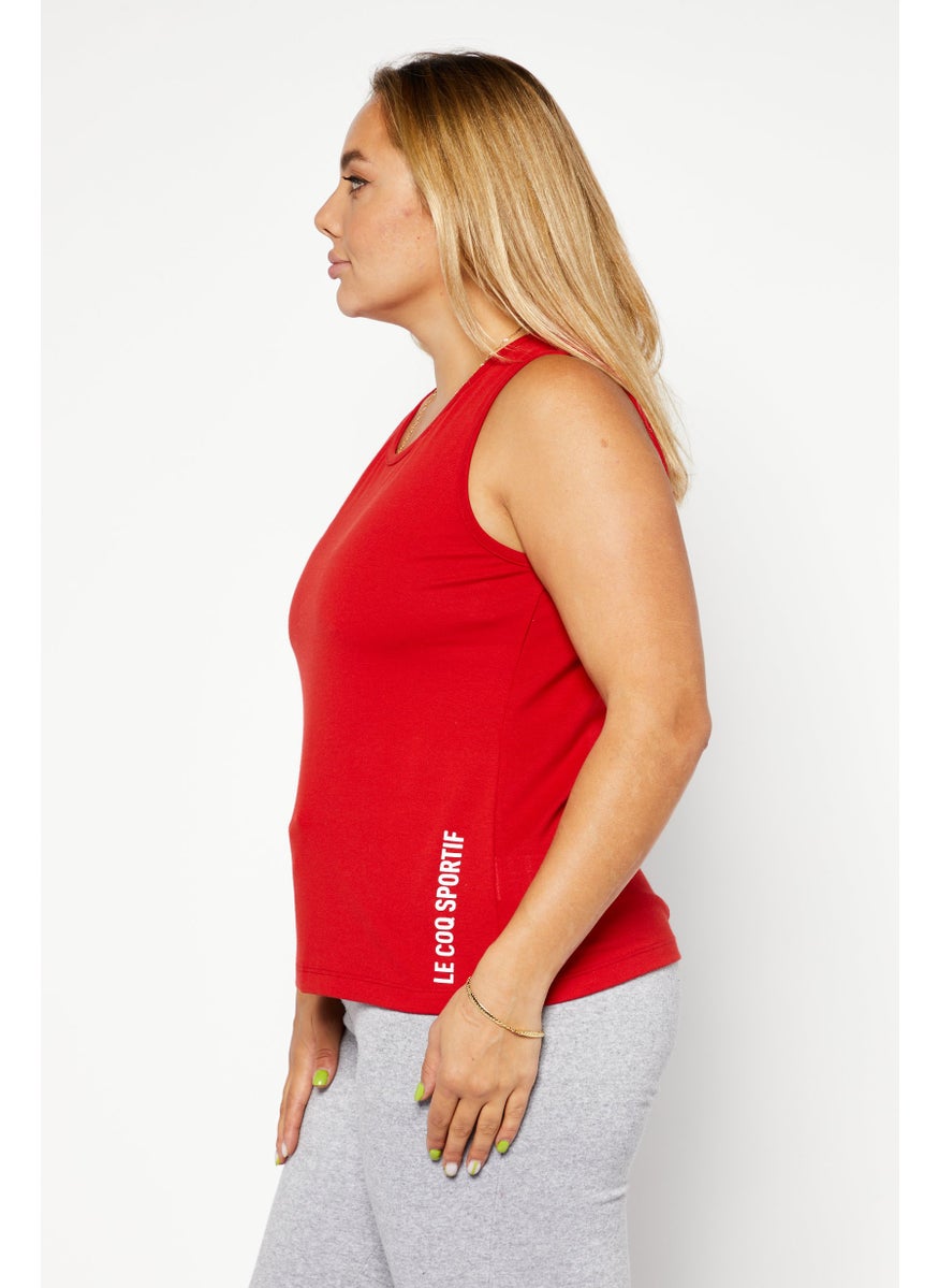 le coq sportif Women Sportswear Fit Brand Logo Training Top, Red  - Image 2