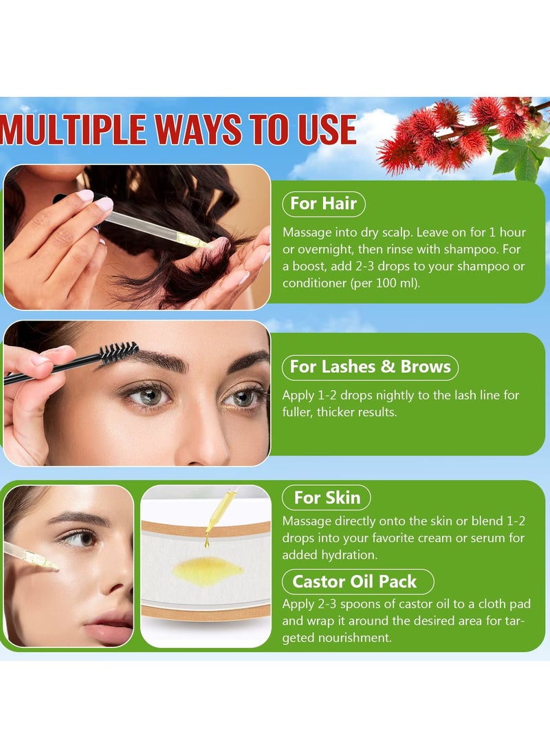 IKZEE - 60ml Wild Castor Oil for Skin Care Organic Castor Essential Oil Rich in Omega and Ricinoleic Acid for Stronger Hair Lash and Brow Castor Serum for Hair Beard Eyelash Eyebrow Growth and Nails Care Face Serum Castor Oil Face Oil - Image 1