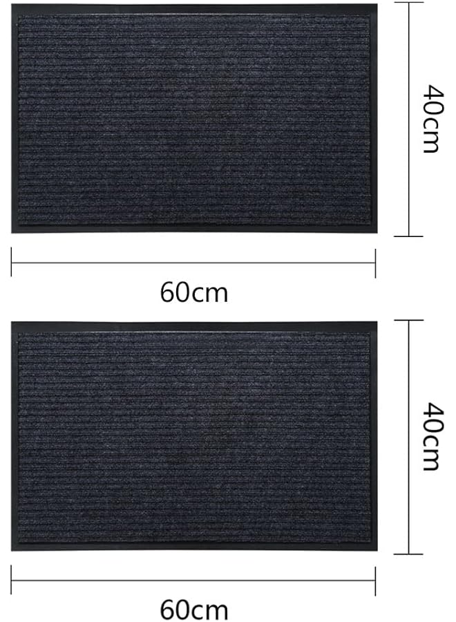 ORiTi 2Pack Front Door Mat Ribbed Indoor Outdoor Floor Doormat Rug Entryway Welcome Mats Entrance Shoe Scraper Entry Inside Outside Garage Traffic Utility Porch Area 60X40Cm Black - Image 2