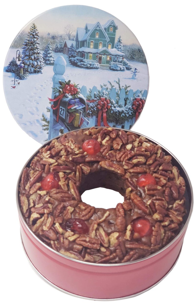 Jane Parker Fruit Cake Chocolate Fruitcake 2 Pound (32 Ounce) Ring in a Collectible Decorative Holiday Tin-Holiday-Christmas Cake-The Best Fruitcake You Can Buy - Image 1