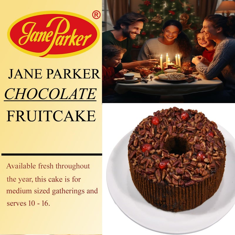 Jane Parker Fruit Cake Chocolate Fruitcake 2 Pound (32 Ounce) Ring in a Collectible Decorative Holiday Tin-Holiday-Christmas Cake-The Best Fruitcake You Can Buy - Image 3