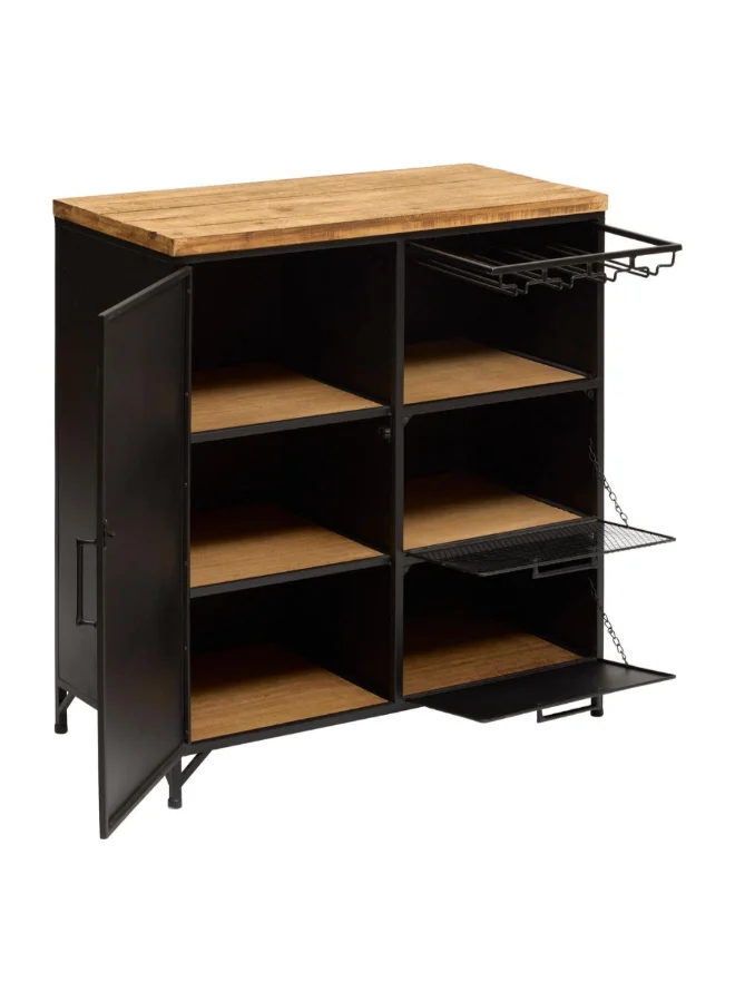 Atmosphera Cierna 1-Door 2-Drawer Buffet Sideboard Black and Brown 85 x 42 x 80 cm 166688