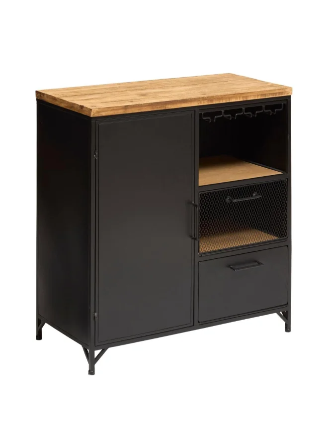 Atmosphera Cierna 1-Door 2-Drawer Buffet Sideboard Black and Brown 85 x 42 x 80 cm 166688