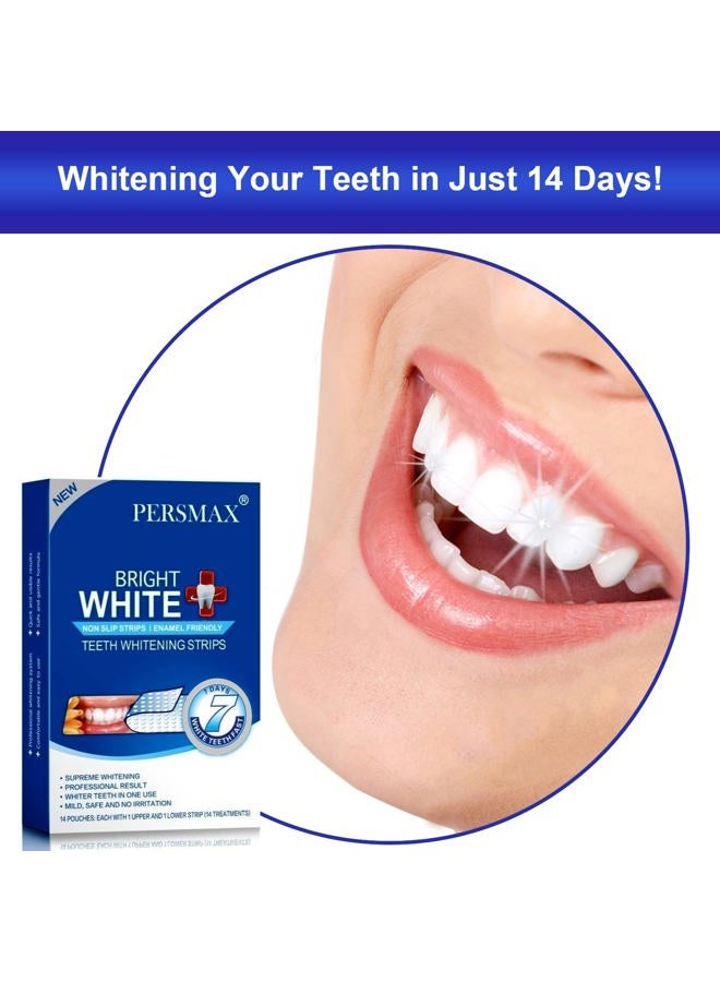 PERSMAX Teeth Whitening Strips, 14 Days Bright White for Sensitive Adult Teeth, Enamel Safe, Mild Whitening Without The Sensitivity, Hydrogen Peroxide Non-Slip Strips kit （Expires on June 1, 2025） - Image 5