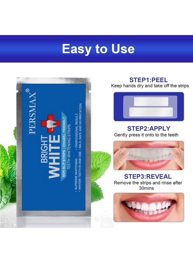 PERSMAX Teeth Whitening Strips, 14 Days Bright White for Sensitive Adult Teeth, Enamel Safe, Mild Whitening Without The Sensitivity, Hydrogen Peroxide Non-Slip Strips kit （Expires on June 1, 2025） - Image 4