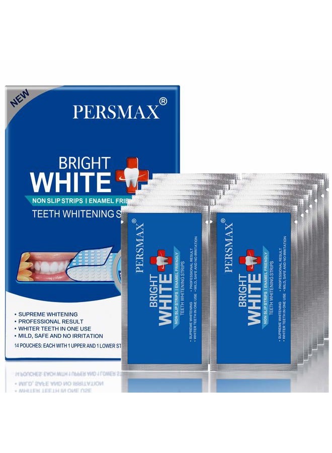 PERSMAX Teeth Whitening Strips, 14 Days Bright White for Sensitive Adult Teeth, Enamel Safe, Mild Whitening Without The Sensitivity, Hydrogen Peroxide Non-Slip Strips kit （Expires on June 1, 2025） - Image 1