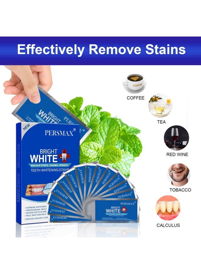 PERSMAX Teeth Whitening Strips, 14 Days Bright White for Sensitive Adult Teeth, Enamel Safe, Mild Whitening Without The Sensitivity, Hydrogen Peroxide Non-Slip Strips kit （Expires on June 1, 2025） - Image 3