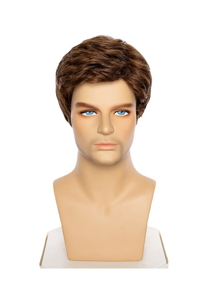 KUYING New Fashion Brown Split Short Curly Hair Chemical Fiber High Temperature Silk Men's Headwear - Image 1