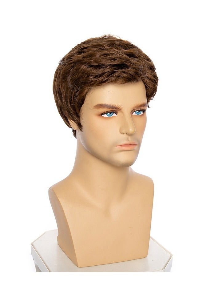 KUYING New Fashion Brown Split Short Curly Hair Chemical Fiber High Temperature Silk Men's Headwear - Image 2