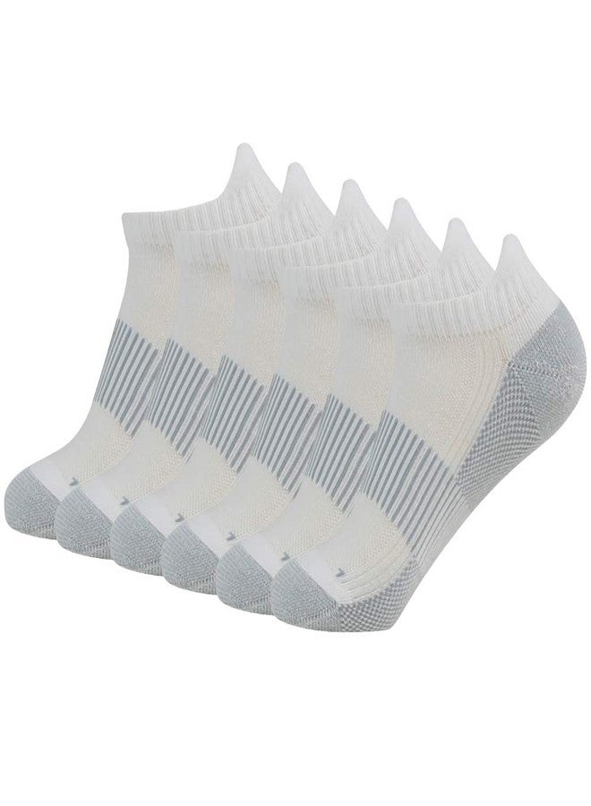 FOOTPLUS Copper Ankle Golf Socks Women Men Thick Copper Low Cut Odor Free Compression Arch Support Running Hiking Hunting Camping No Show Moisture Wicking Socks,6 Pairs White, Medium - Image 1