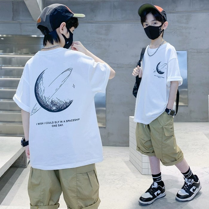 Boys' T-Shirt Short-Sleeved Pure Cotton 2026 Style Trendy And Handsome Children'S Streetwear Summer Clothing - Image 1