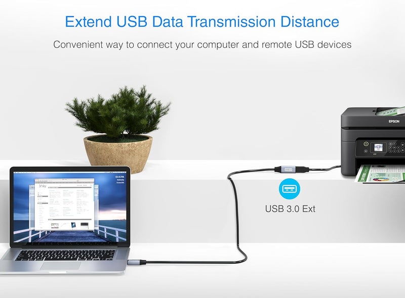بلو ريجر كابل تمديد USB 3.0 النشط من بطول 3 أقدام (5 جيجابت في الثانية) - كابل تمديد قصير لكاميرا الويب، سماعة الواقع الافتراضي، الطابعة، القرص الصلب، لوحة المفاتيح، الفأرة - Image 4