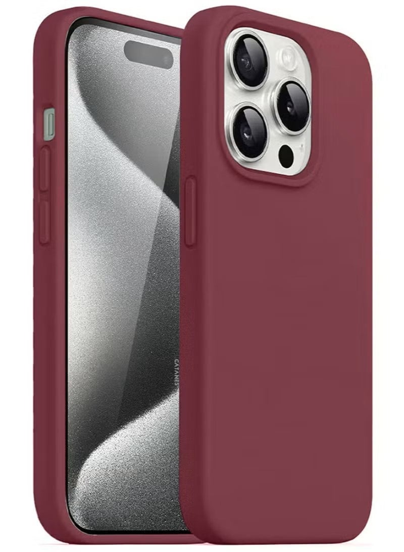 general Ultra-Slim Liquid Silicone Case for iPhone 16 Pro | Premium Soft-Touch Protective Cover with Internal Microfiber Lining & Enhanced Camera Protection – Maroon - Image 1