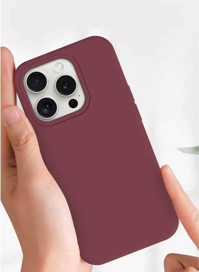 general Ultra-Slim Liquid Silicone Case for iPhone 16 Pro | Premium Soft-Touch Protective Cover with Internal Microfiber Lining & Enhanced Camera Protection – Maroon - Image 2